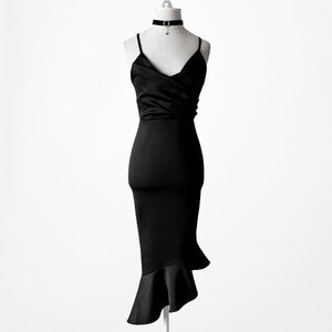 ASOS Black Asymmetrical Ruffled Cocktail Dress